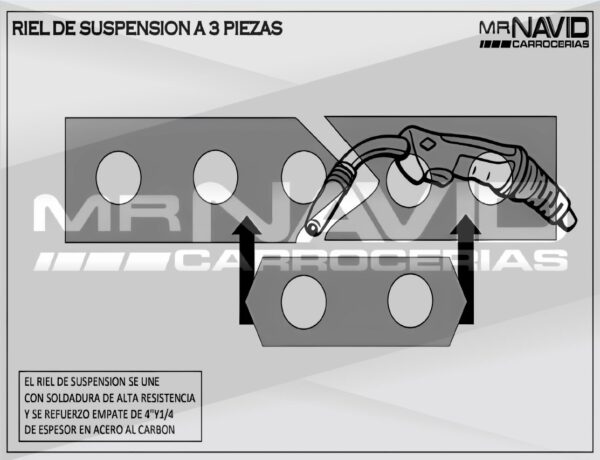 Riel de carro de suspension de 4" soldable a 3 piezas - Image 3