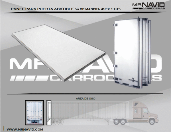 Panel de puerta de Madera forrado de Aluminio a 3/4 - Image 2