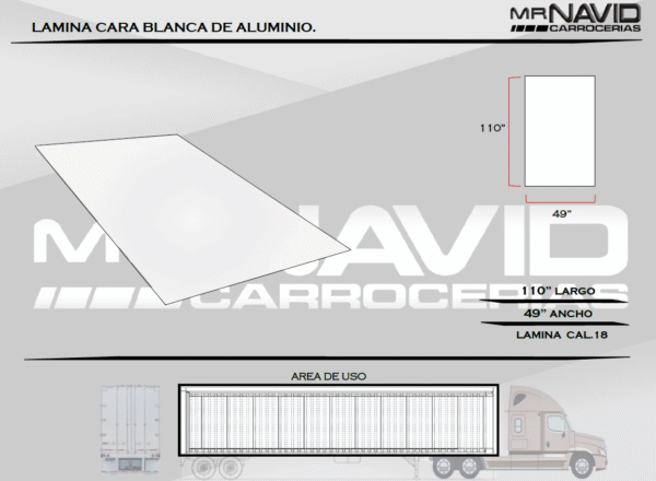 Lamina Blanca de Aluminio cal.18 Cara Blanca - Image 3